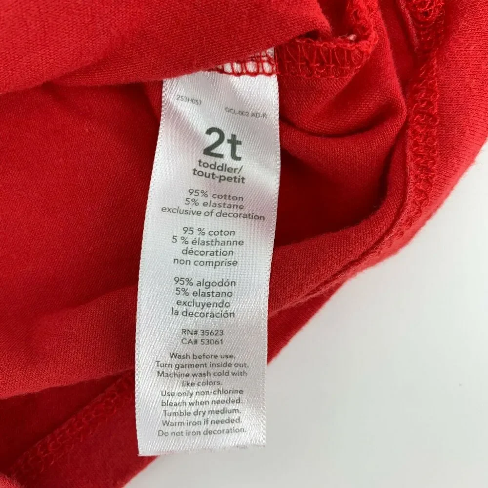 Carters Toddler Girls T-Shirt Long Sleeve Bow Print Cotton Red Size 2T